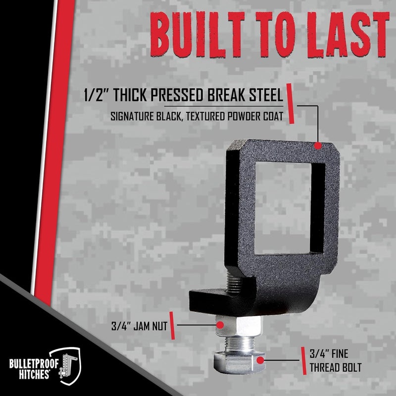 BulletProof Hitches - 2" Anti Rattle Hitch Clamp - Anti Rattle Hitch Tightener for 2 Inch Hitches - Hitch Stabilizer with Black Textured Powder Coat - Image 1